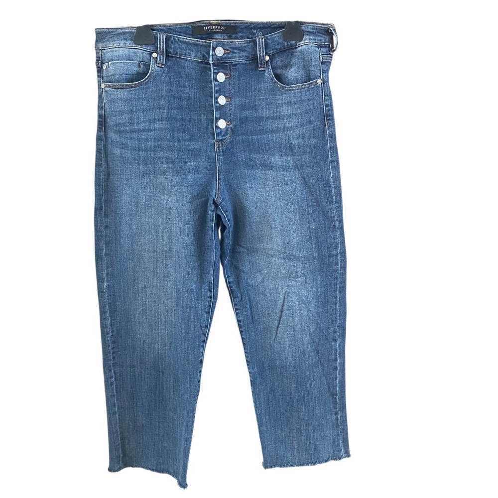 Liverpool High Rise Button-Fly Blue Denim Jeans for Women Size 14